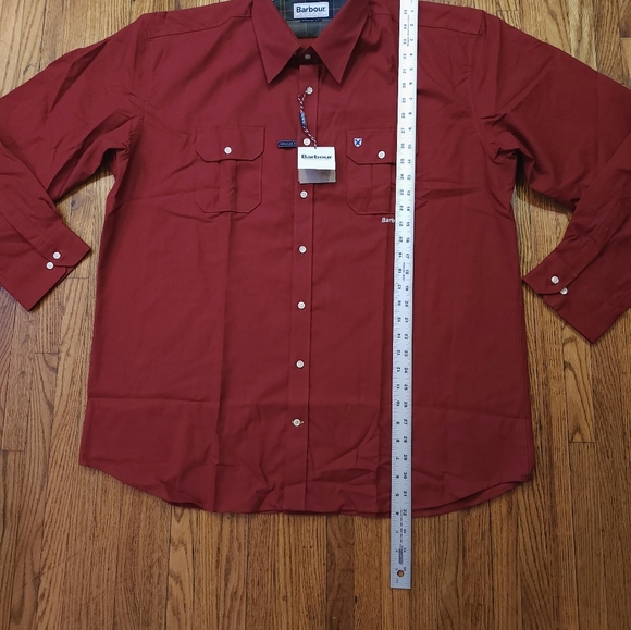 Barbour Mens Regular Fit Button Down Shirt Size XL NEW Stonebridge Rich Red - Picture 6 of 9